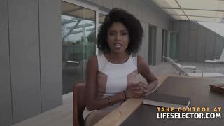 Ebony lady, Luna Corazon took off her dress and got down and dirty with her co- worker