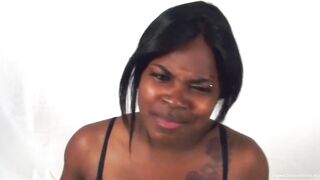 Amateur black bitch masturbates then gets screwed