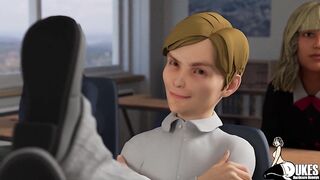Rich male has joy with his maid and his teacher.
