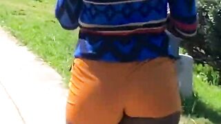 Soaked Pumpkin ASS in Constricted Shorts