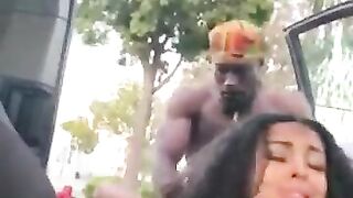 This Babe let dad bang outside untill this guy drain his nut