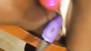 Black Whore Squirts Hardcore Whilst Boyfriend Bangs Her Vagina With A Toy