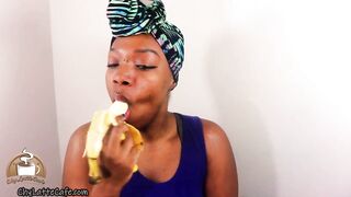 Mom Banana Blow Job Curly Vagina Tease by Black mother I'd like to fuck Chy Latte