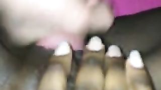 White Husband Wanking and Cumming in his Black Wife Pussy