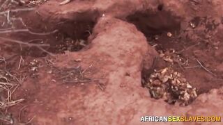 AFRO SEX SLAVES - Ebony black afro beauty dominated in outdoor hardcore bang