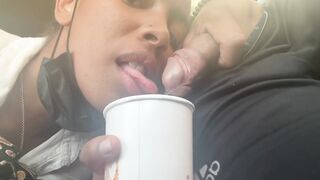 Sexy Angel Drinking Piddle In Parking Lot