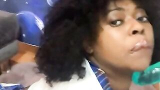 Large Booty Horny Black Performs sloppy head #Throatgoat