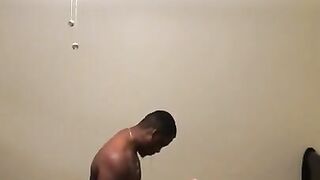 Loud groaning black get banged hard with family in the next room