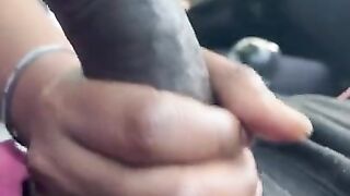 Black Miss Monroe Helps Papa Milk Giant Plump Ebony Wang On Speedway - Papa Undressed