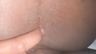 Fingering this moist ebony CREAMPIE vagina
