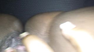 Horny Ebony Masturbating Wet Pussy in Car