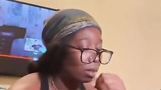 Black let me cum all over her glasses