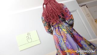 AFRO CASTING - Red Haired Afro Banged in a Costume Looking for A Job