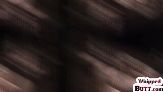 WHIPPED BUTT - Latex black lez female-dominator ding-dong throatfucks her breasty mother I'd like to fuck