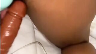 My wife playing with sex-toy after club