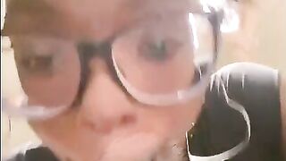 Nerdy Black Nympho with Glasses