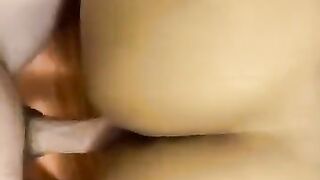 Corpulent Ebony Butt Bouncing on Large White Schlong