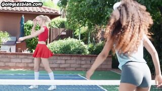 Dyke black medium boobed teen enjoys tribbing with GF