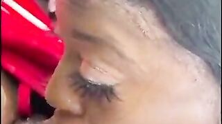 Black mother i'd like to fuck gets mouth screwed in car