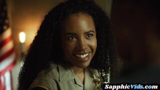 Lesbo black licked rimmed and fingered on the office table