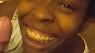 Blaxk Teen Loves Daddys White Cock