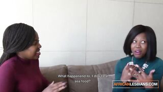 Thick Afro Black Sucking On GF's Large Watermelon tits!