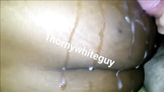 Sexually Excited white dude pulls out to paint hawt black Haitian mother I'd like to fuck booty with cum