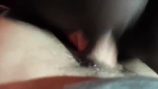 Wife's Dark Ebony Pussy Clamps on like a Vice to Husband's White Dick