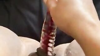 Kinky angel with glass vibrator