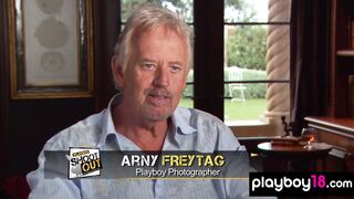 Playboy18.com - Sexy black playgirl Cassandra and her undressed breasty golden-haired GF Annah are posing