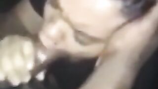 Cheating whore sucks three ramrods at the park