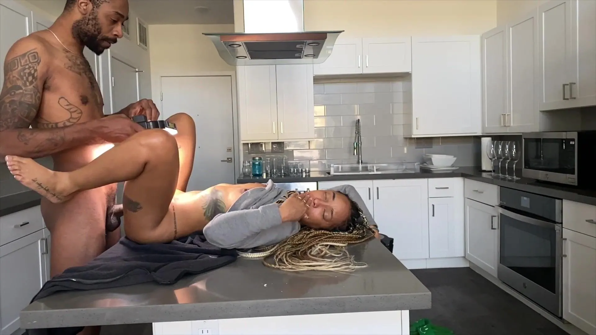 Free Black Coarse Kitchen Sex (Full On RED) Porn Video - Ebony 8