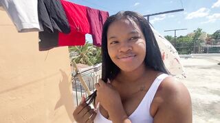 Risky sex on the roof of my abode with my neighbour "I didn't wait her to try that delightful booty"