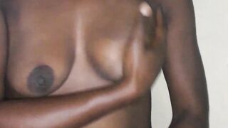 Ebony beauty banged in darksome room