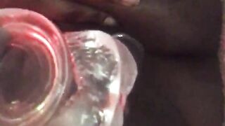 Close up screwing my plump vagina with large sex tool