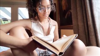 Beautiful, Black brunette hair with petite boobs and shaggy hair is about to have casual sex