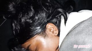 Black has massive white dong in her throat and jizz on her face whilst resting