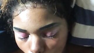 POV - Face screw blow job from lustful nympho college angel in the dorms