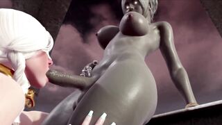 Hawt futanari on futanari dream - animation black dickgirl screws dickgirl with large booty in anal and cum inside