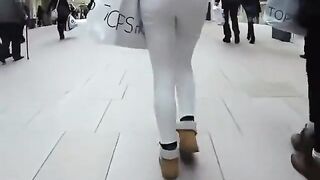 Stalking a firm booty in white panties