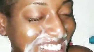Dominican Black gets cum in throat