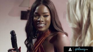 GIRLSWAY Hawt Black Ana Foxxx Suggests Her Breasty Bestie a Night to Remember With a Surprise Sex-Toy (Serene Siren)
