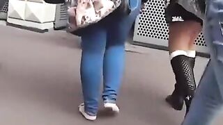 College student in short ebony costume