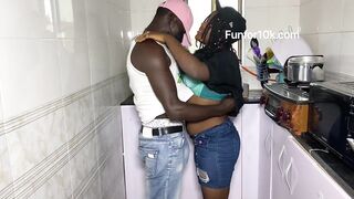 Large Butt Sweetheart Getting Screwed On The Kitchen Counter By Her Large Knob Boyfriend