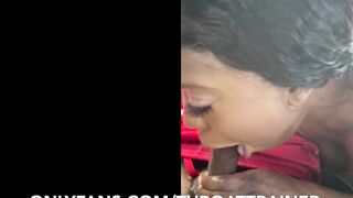 Black amateur gets her mouth screwed in car