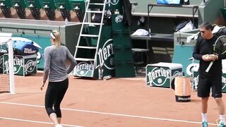 Leggy tennis cutie practices in constricted spandex panties