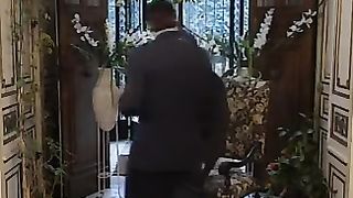 African maid is a sex slave with hairy pussy who gets banged quite often