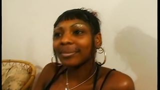 Hot chocolate sucks and fucks two white cocks