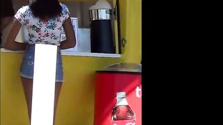 Youthful Ebony Gal With Fuckable Booty In Jean-Shorts