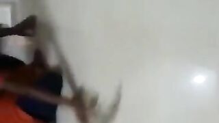 Jerking my ebony wang in front of her